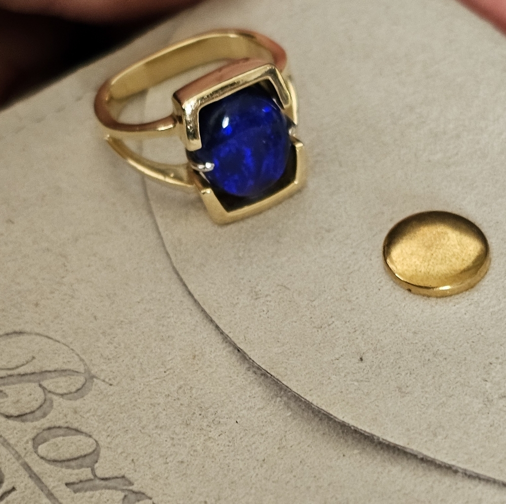 Black Opal 3.5 carat 14k Gold Ring Lightning Ridge Please Read Condition Details - Picture 7 of 16